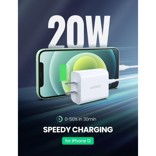Фото - Мережевий зарядний пристрій UGREEN CD137 Type-C PD 20 W Charger White