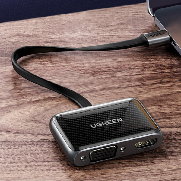 Фото - Перехідник HDMI UGREEN CM285 USB 2.0-HDMI+VGA(HDMI 1.4b support 3D/4K 2K 30Hz+VGA 1080P 60Hz CM303) Black (70549)
