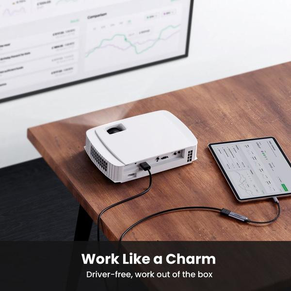 Фото - Кабель HDMI UGREEN CM297 Type-C M - HDMI F Adapter 10 cm Gray (UGR-70444)