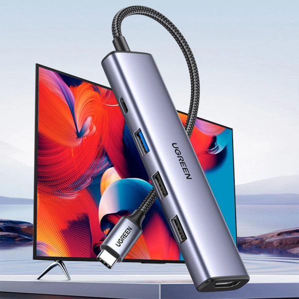Фото - Хаб USB UGREEN CM478 USB Type-C to HDMI USB 3.0*4 Gray (15495)