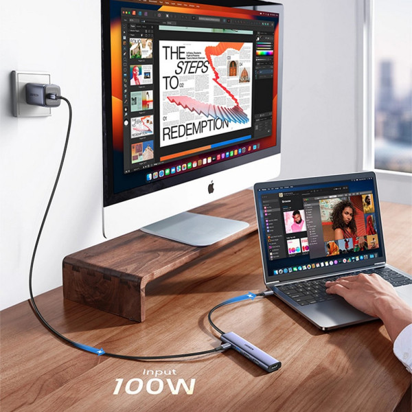 Фото - Хаб USB UGREEN CM478 USB Type-C to HDMI USB 3.0*4 Gray (15495)
