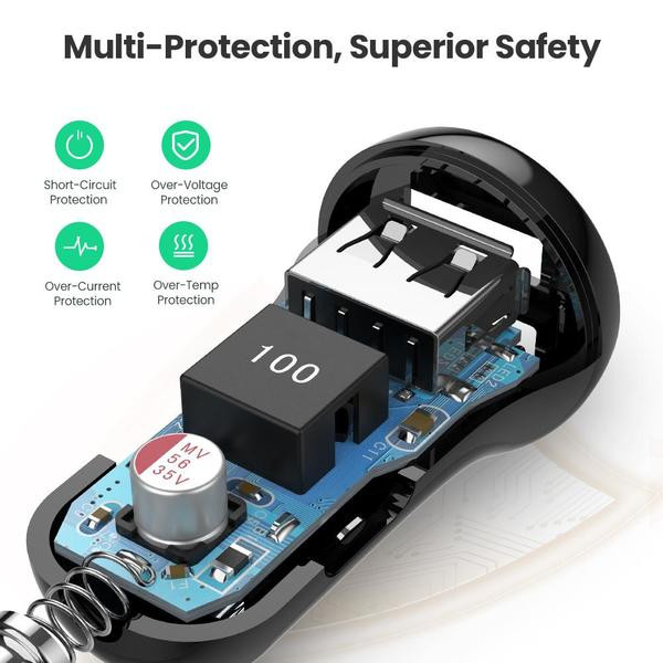 Фото - Автомобільний зарядний пристрій UGREEN ED018 24W 2xUSB Charger Black (50875)