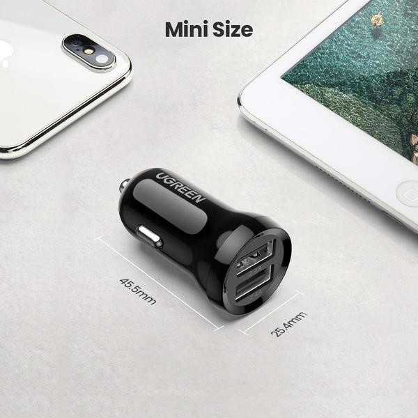 Фото - Автомобільний зарядний пристрій UGREEN ED018 24W 2xUSB Charger Black (50875)