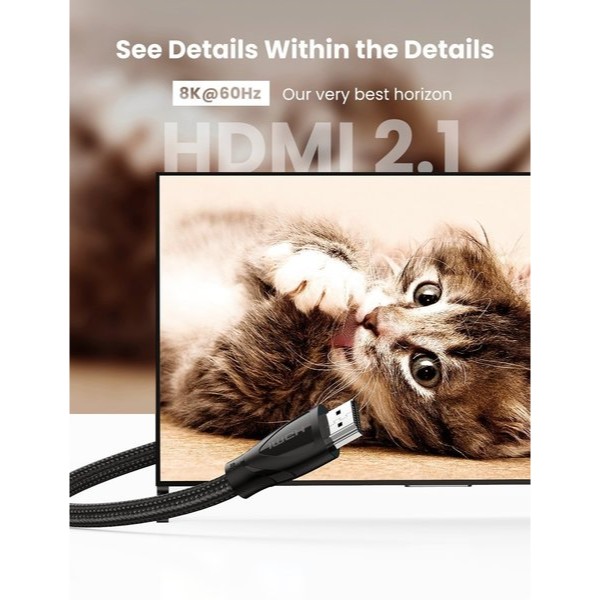 Фото - Кабель HDMI UGREEN HD140 8K HDMI 2.1 Cable Braided 1.5m Black (UGR-80402)