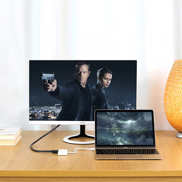 Фото - Перехідник UGREEN MM123 USB Type C to HDMI+VGA Converter White (30843)