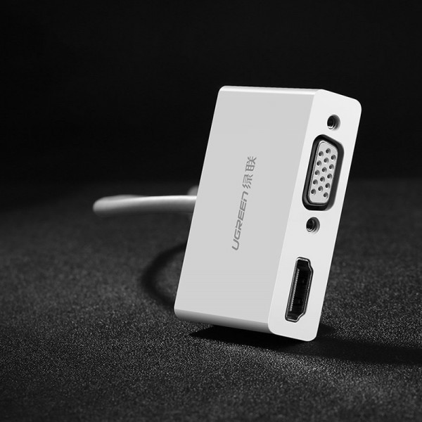 Фото - Перехідник UGREEN MM123 USB Type C to HDMI+VGA Converter White (30843)