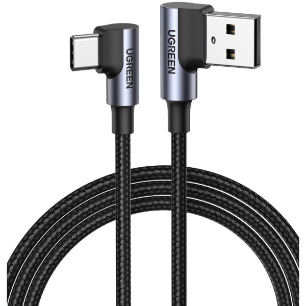 Фото - Кабель UGREEN US176 Angled USB 2.0 to Angled USB Type-C 0.5m Black (20855)