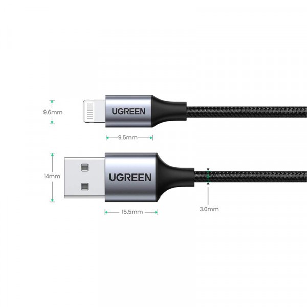 Фото - Кабель UGREEN US199 USB AM-Lightning M 1 m 2.4A Black (60156)