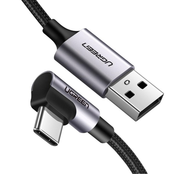 Фото - Кабель UGREEN US284 USB - Type-C Cable Angled Alum. Braid 1 m Black (50941)
