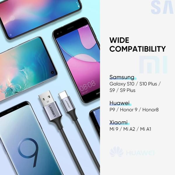 Фото - Кабель синхронізації даних UGREEN US288 USB -Type-C Cable Aluminum Braid 1 m White (60131)