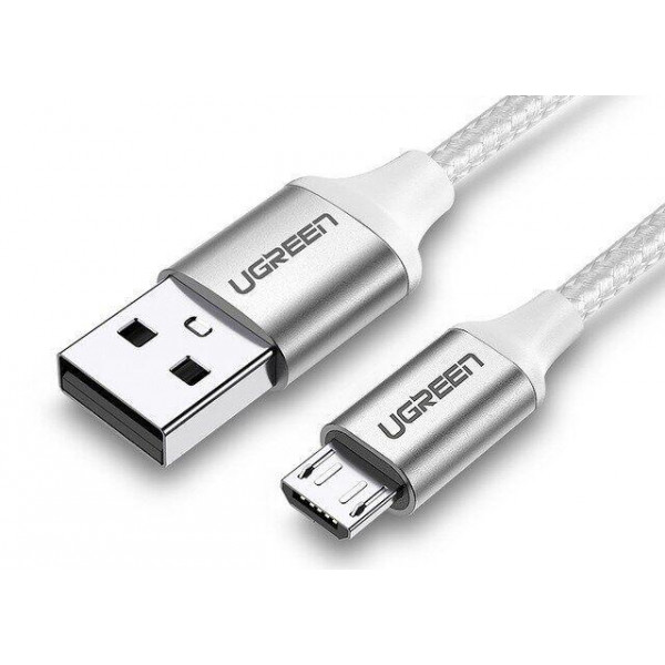 Фото - Кабель UGREEN US290 USB 2.0 AM-MicroUSB M 1.5 m 3.0A 18W Nickel Plating White (60152)