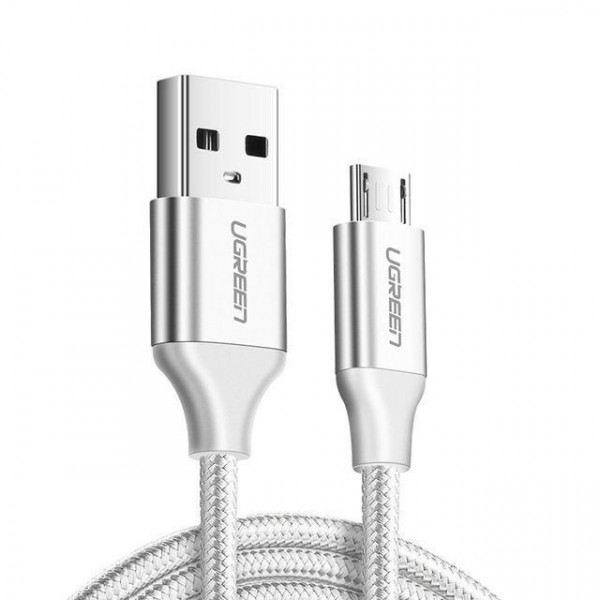 Фото - Кабель UGREEN US290 USB 2.0 AM-MicroUSB M 1.5 m 3.0A 18W Nickel Plating White (60152)
