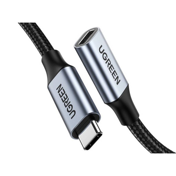 Фото - Адаптер UGREEN US372 USB-C Male to USB-C 3.1 Gen2 Female 5A 10Gbps 1m Black (30205)