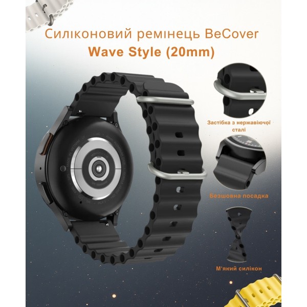 Фото - Ремешок для смарт-часов BeCover Wave Style (20mm) for Samsung Galaxy Watch 7 40/44mm/7 FE/6 6 Classic/5/5 Pro/4/4 Classic/Watch 3 (41mm) Blue (714140)