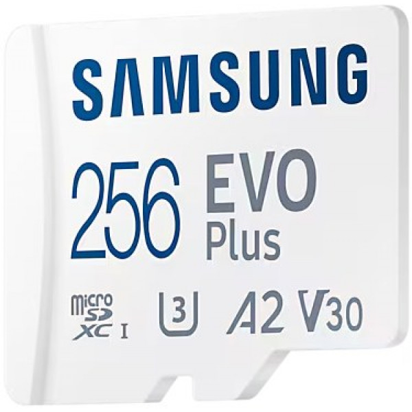 Фото - Карта пам'яті Samsung 256 GB microSDXC Class 10 UHS-I U3 V30 A2 EVO Plus + SD Adapter (MB-MC256SA/EU)