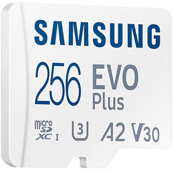 Фото - Карта пам'яті Samsung 256 GB microSDXC Class 10 UHS-I U3 V30 A2 EVO Plus + SD Adapter (MB-MC256SA/EU)