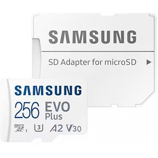 Фото - Карта пам'яті Samsung 256 GB microSDXC Class 10 UHS-I U3 V30 A2 EVO Plus + SD Adapter (MB-MC256SA/EU)