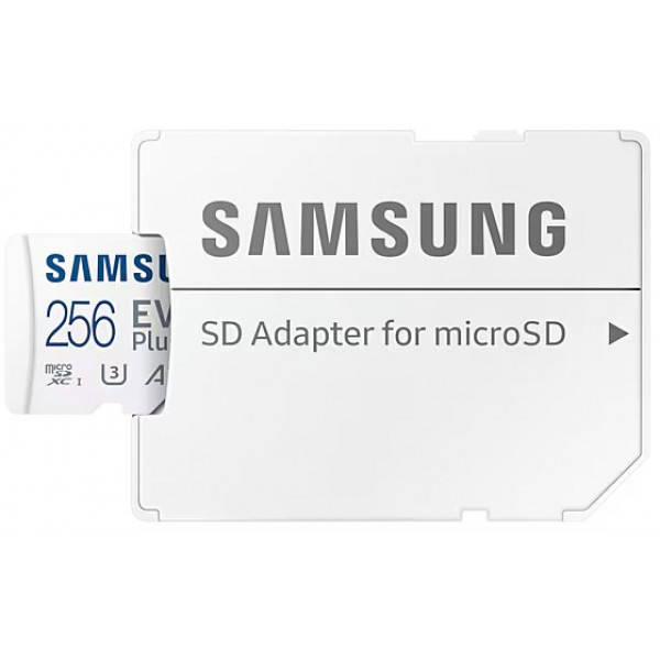 Фото - Карта пам'яті Samsung 256 GB microSDXC Class 10 UHS-I U3 V30 A2 EVO Plus + SD Adapter (MB-MC256SA/EU)