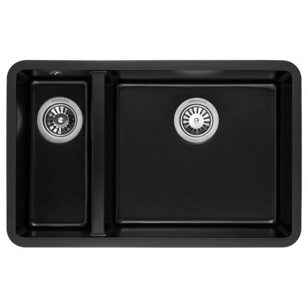 Фото - Мийка кухонна GRANADO Under top DOUBLE black shine