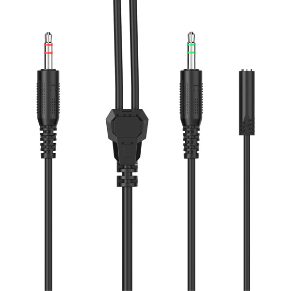 Фото - Перехідник аудіо Hator ESH series 0.2м x2x3.5мм female to 3.5mm male  (ACC412) Black