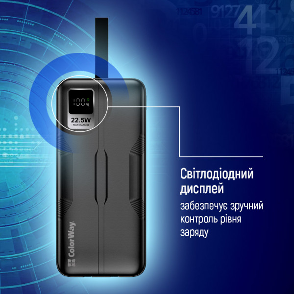 Фото - Батарея мобільна Colorway Digital Display 50000mAh Black (CW-PB500LPC5BK-PDD)