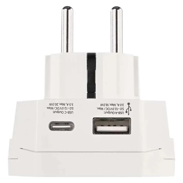 Фото - Переходник Евро 220В EMOS P0055U 1xUSB-C, (USA,GB,J,CN,AU=ШУКО)