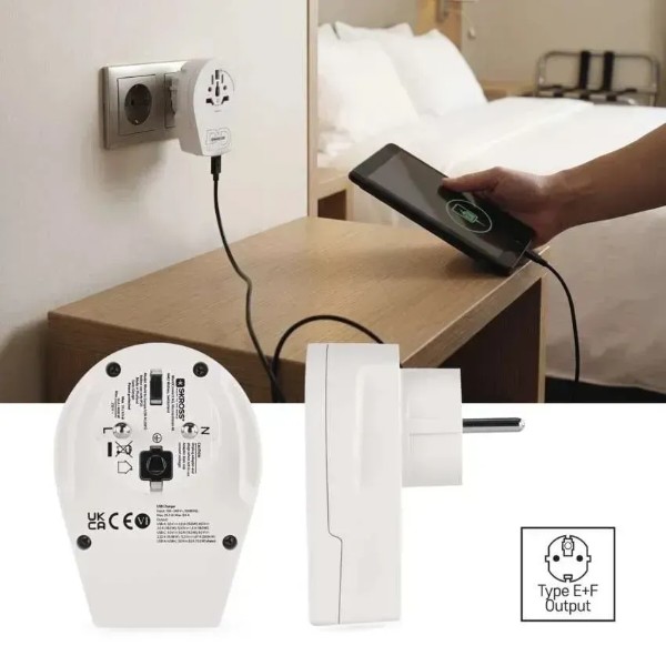 Фото - Переходник Евро 220В EMOS P0055U 1xUSB-C, (USA,GB,J,CN,AU=ШУКО)