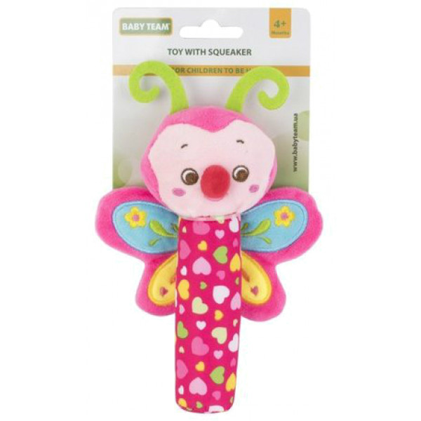 Фото - Брязкальце Baby Team Іграшка з пищалки Метелик (8500_Бабочка рожева)