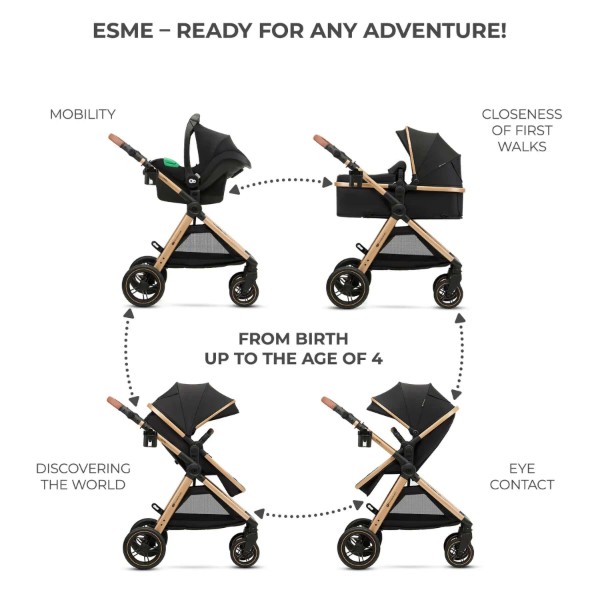 Фото - Коляска универсальная 3 в 1 Kinderkraft Esme Pure Black (KSESME00BLK3000)