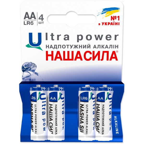 Фото - Батарейка тип AA Наша Сила Ultra Power AA (LR6) щелочные 4 шт. (3022)