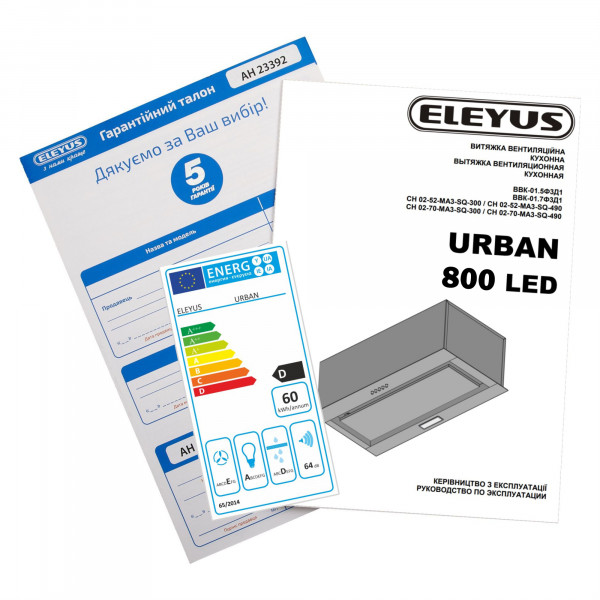 Фото - Вытяжка встраиваемая ELEYUS Urban 800 LED 52 BL