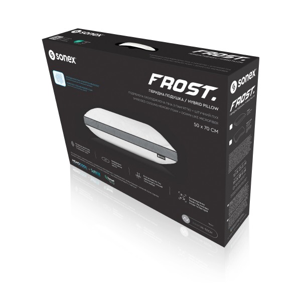Фото - Подушка ортопедична Sonex гібридна з пам’яттю та ефектом охолодження Frost Curve 50x70 см (SO102468)