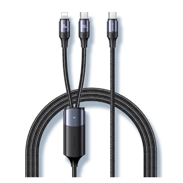Фото - Кабель Usams US-SJ550 U71 USB Type-C - Lightning + USB Type-C 100W 1.2m Black (6958444977065) Фото - Кабель Usams US-SJ550 U71 USB Type-C - Lightning + USB Type-C 100W 1.2m Black (6958444977065)