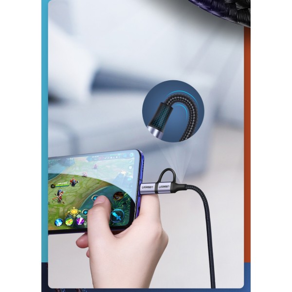 Фото - Кабель UGREEN US177 USB AM-MicroUSB+Type C M 1.0 m 3A Black (30875)