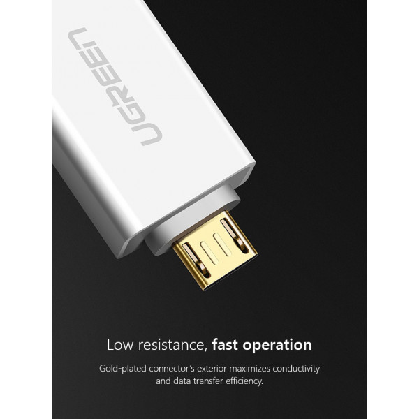 Фото - Перехідник UGREEN US195 microUSB to USB 2.0 OTG Adapter White (30529)