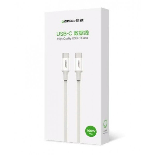 Фото - Кабель синхронізації даних UGREEN US300 USB 2.0 Type-C M-M 1.5 m 20V/5A 100W White (80370)