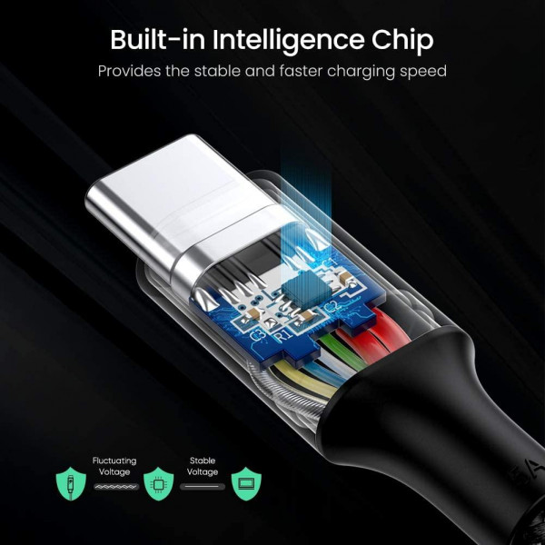 Фото - Кабель синхронізації даних UGREEN US316 USB 2.0 Type-C M-M 1.5 m 20V/5A 100W Gray (70428)