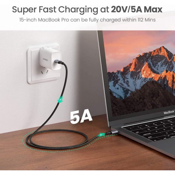 Фото - Кабель синхронізації даних UGREEN US316 USB 2.0 Type-C M-M 1.5 m 20V/5A 100W Gray (70428)