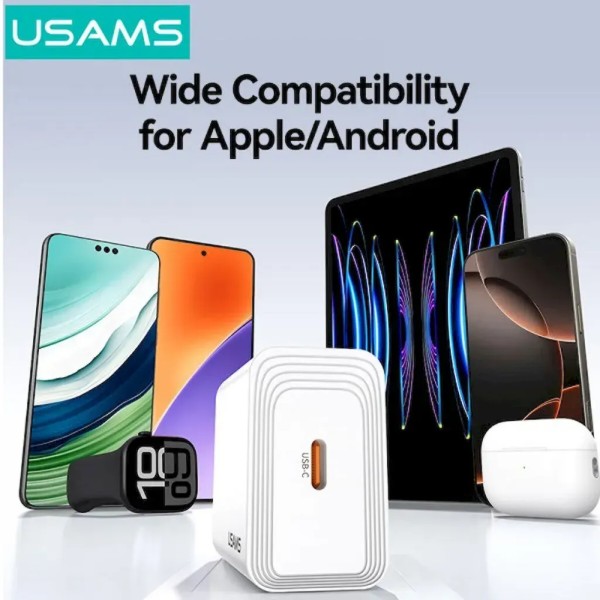 Фото - Сетевое зарядное устройство Usams T69 30W Type-C Fast Charger White (CC329TC01)