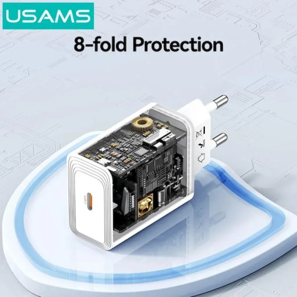 Фото - Сетевое зарядное устройство Usams T69 30W Type-C Fast Charger White (CC329TC01)