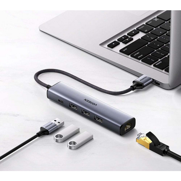 Фото - Переходник USB-C - Ethernet UGREEN USB-C 3.0  xUSB/ Ethernet RJ45 CM475 Gray (20932)