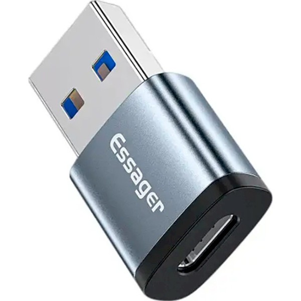 Фото - Перехідник Essager Soray OTG (Type-C Female to USB -AMale) USB3.0 Adaptor Grey (EZJCA-SRB0G)