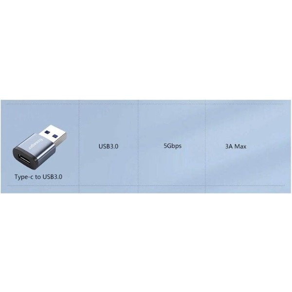 Фото - Перехідник Essager Soray OTG (Type-C Female to USB -AMale) USB3.0 Adaptor Grey (EZJCA-SRB0G)