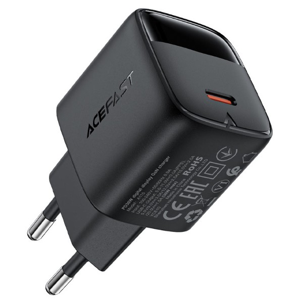 Фото - Сетевое зарядное устройство AceFast 1xUSB-C 30W Gan A115 Fast Charger + USB-C cable Black (6974316284451)