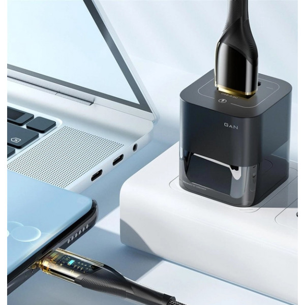 Фото - Кабель синхронізації даних Essager USB Charging Cable USB A to Type C 7A 0.3m Black (EXCT-XJB01-P)