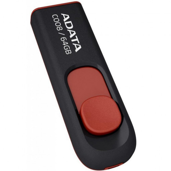 Фото - Флеш USB ADATA C008 64GB USB 2.0 Black/Red (AC008-64G-RKD)