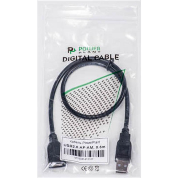 Фото - Кабель USB type A - USB type A PowerPlant USB 2.0 AF-USB 2.0 AM 0.5m Black (KD00AS1210)