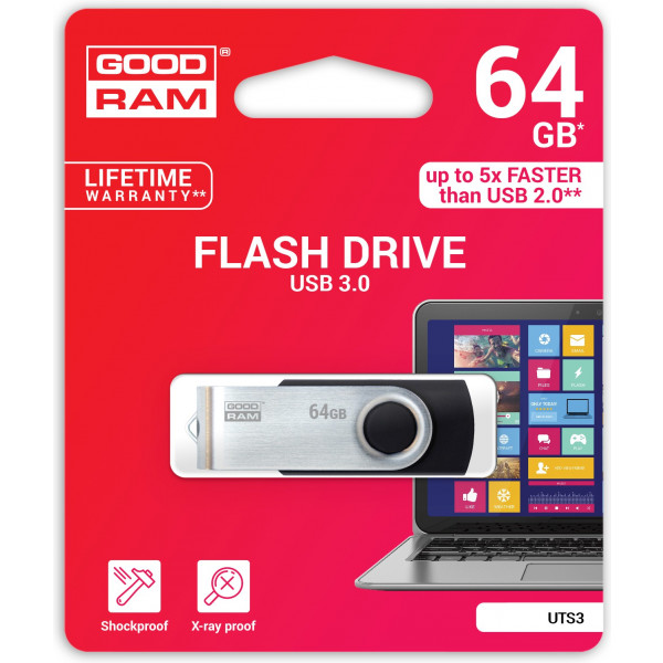 Фото - Флеш USB Goodram UTS3 Twister 64GB USB 3.0 Black (UTS3-0640K0R11)