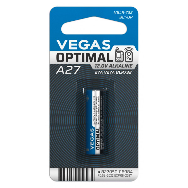 Фото - Елемент живлення тип A27 Vegas V8LR-732BL1-OP