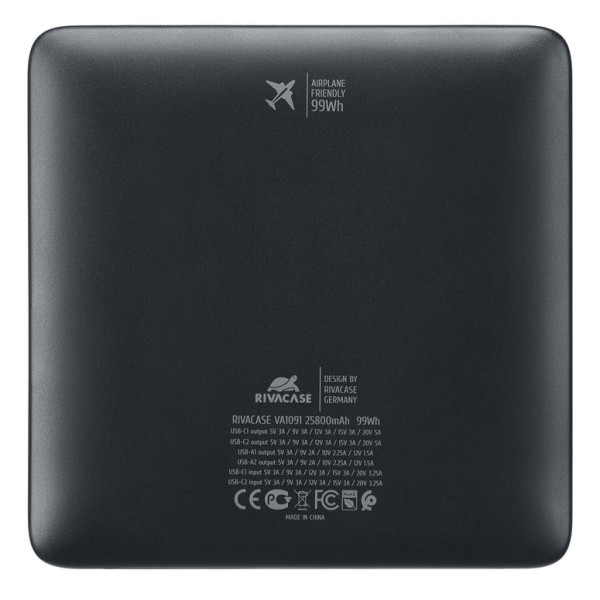 Фото - Батарея мобільна RIVACASE 25800 mAh Black (VA1091 (Black))